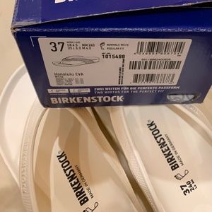 White Birkenstock sandals